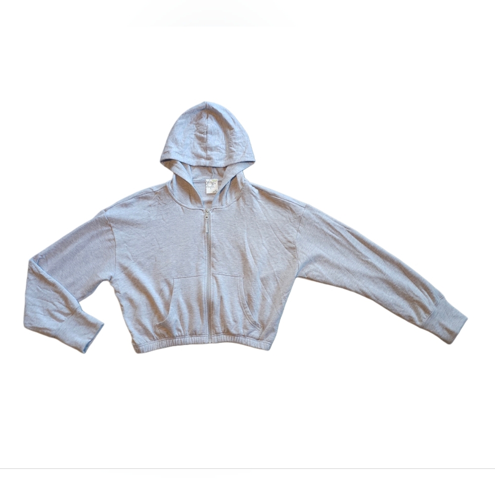 Aerie Offline Activewear Grey Zip Up Crop Hoodie Size Medium
